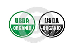 Usda organic certified stamp symbol no gmo vector icon photo