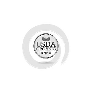 USDA organic emblem icon with shadow photo