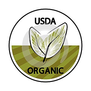 USDA organic sign. Eco label in flat style. Natural, Eco, Bio, Food Products Label Stamp. Stamp isolated on white background