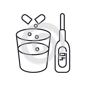 Use antipyretic icon, linear isolated illustration, thin line vector, web design sign, outline concept symbol with photo