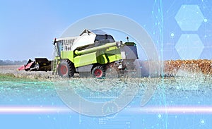 The use of artificial intelligence in agriculture, harvesting with a combine and increasing productivity, business growth