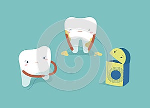 Use dental floss white healthy teeth ,teeth and tooth concept of dental photo