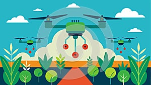 The use of drones spraying crops reduces the risk of human exposure to harmful chemicals and promotes sustainable photo