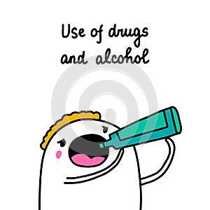 Use of drugs and alcohol bipolar disorder symptom man expressive in cartoon comic style