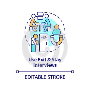 Use exit and stay interviews concept icon
