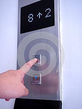Use finger to press the elevator button