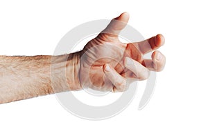 Use a hand gesture as a symbol of taking something by handled with quietly