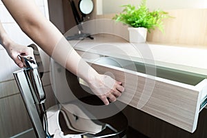 Use Hand Pull Open Drawer Wooden