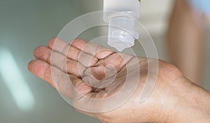 Use a hand wash gel to prevent germs protect virus covid 19
