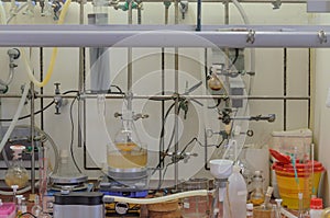 Use of inert gas in a chemical laboratory.