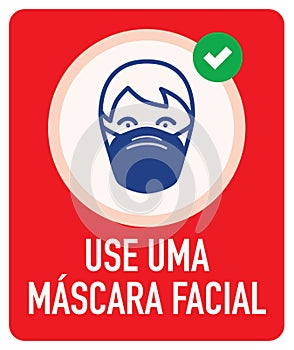 Use MÃ¡scara Facial `Use Face Mask` in Portuguese icon.