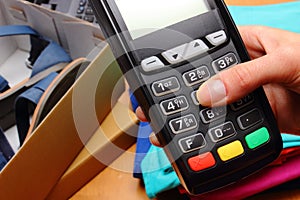 Use payment terminal for paying for purchases in store