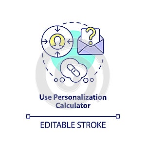 Use personalization calculator concept icon