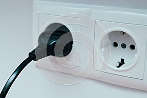 Use plug adapter, travel adapters. Different type power socket. Incompatibility, concept