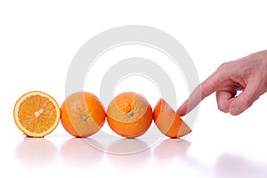 Use and pushes perfectly fresh oranges