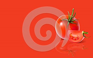 Use red tomato and copy space for your text on simple color background.