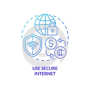 Use secure internet blue gradient concept icon