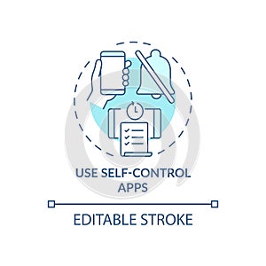 Use self control apps blue concept icon