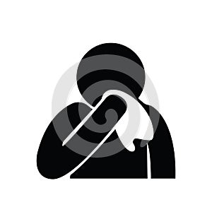 Use Tissue Cover Your Mouth Agitator Black Icon ,Isolated On Transparent Background,Vector Illustration EPS10 photo