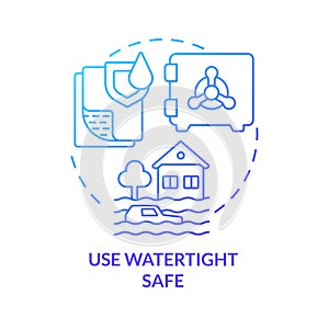 Use watertight safe blue gradient concept icon