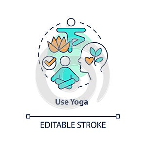 Use yoga at workplace concept icon