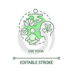 Use yoga at workplace green concept icon