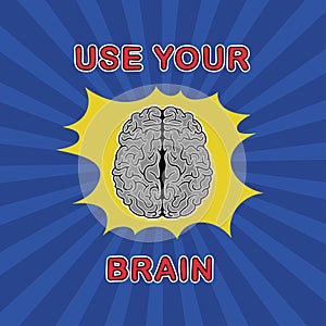 Use your brain, vintage comics style. Comix