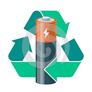 Used battery with recycling symbol photo