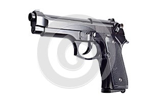 Used black metal 9mm pistol gun