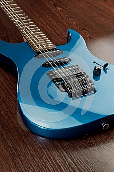 Used blue guitar vertical