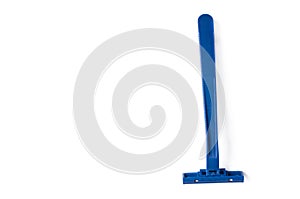 Used blue shavers isolated on white bacground.Copy space
