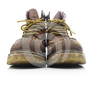 Isolated Brown Construction Work Boots