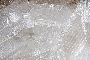 Used bubble plastic bag in paper box