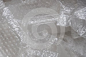 Used bubble plastic bag in paper box