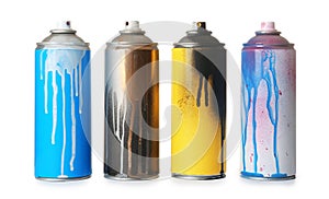 Used cans of spray paint photo