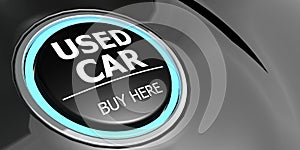 Used car buy here button on black background