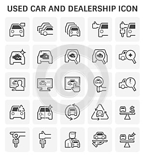 Used car and dealership icon set for used car business design