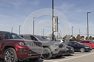 Used car display at a dealership. With supply issues, used and preowned cars are in high demand