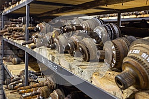 Used car parts on the factory shelf