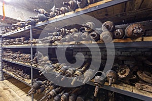 Used car parts on the factory shelf