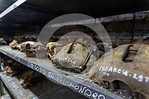 Used car parts on the factory shelf