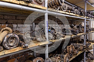 Used car parts on the factory shelf