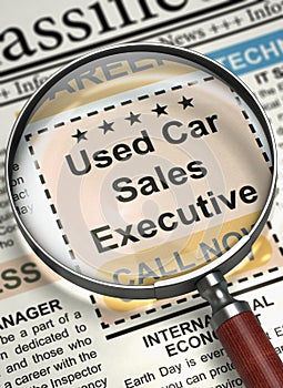 Used Car Sales Executive Hiring Now. 3D.