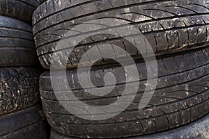 Used car tires. close-up