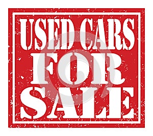 USED CARS FOR SALE, text written on red stamp sign