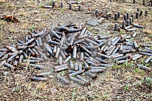 Used cartridges for large-caliber weapons, War actions aftermath, Ukraine and Donbass conflict