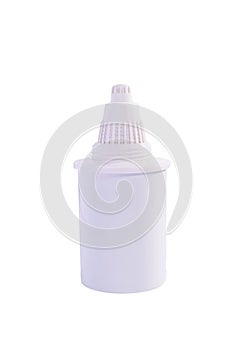 Used cleaning cartridge to clean the filter water. isolate on white background