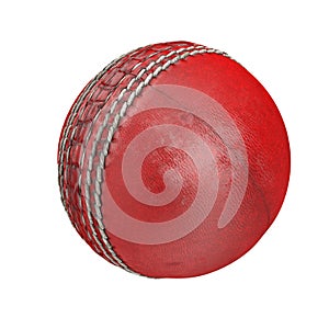 Used cricket ball isolated on white. 3D illustration