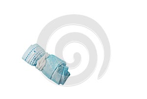 Used and dirty surgical mask isolated on white background.