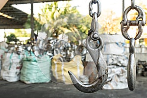 used forklift hook in the recycling industry plant